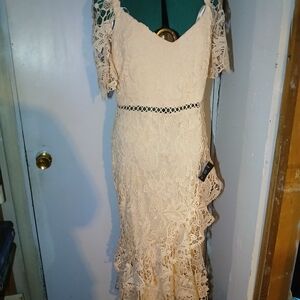 Lulu's Cream Lace Midi Dress
